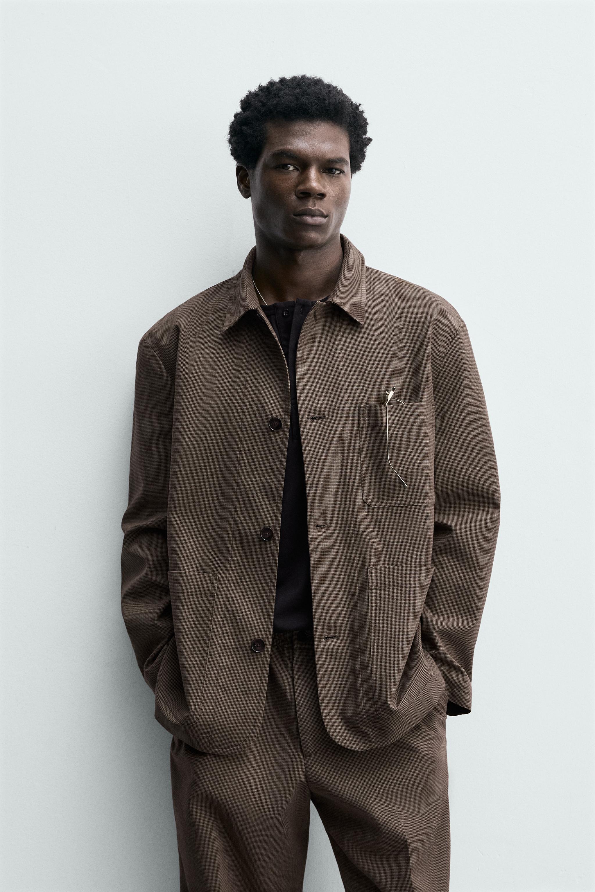 RELAXED FIT HOUNDSTOOTH SUIT OVERSHIRT